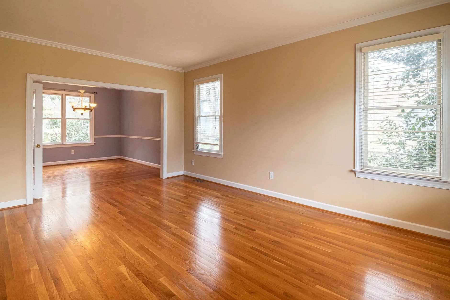 Hardwood flooring in a living room